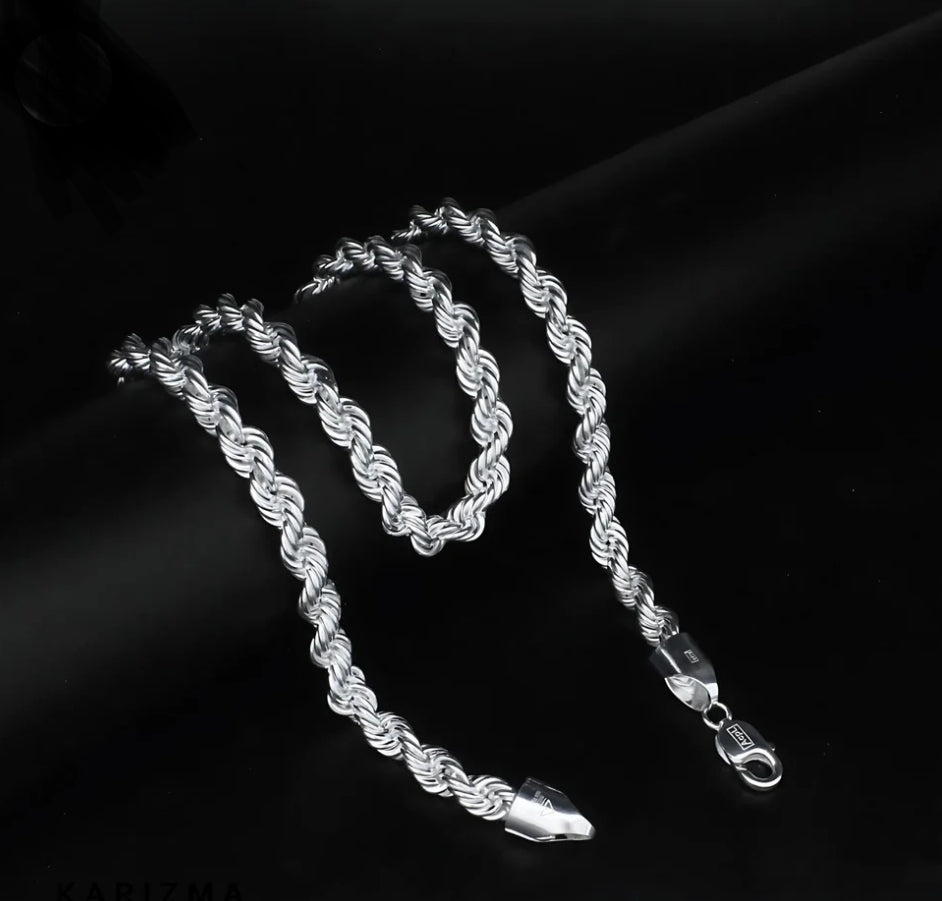 Sterling silver heavy rope silver Design man`s neck chain