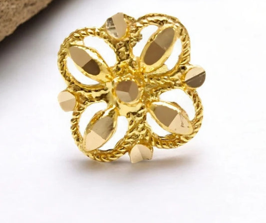 18K Real Gold Floral Square Nose pin Nose ring Push pin