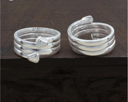 Real Sterling Silver Indian women Hand Made Daily Wear Foot Toe Rings-pair