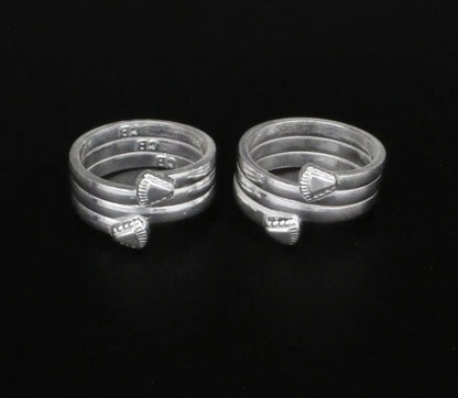 Real Sterling Silver Indian women Hand Made Daily Wear Foot Toe Rings-pair