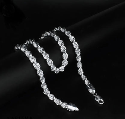 Sterling silver heavy rope silver Design man`s neck chain