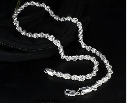 Sterling silver heavy rope silver Design man`s neck chain