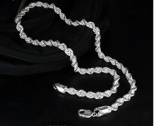 Sterling silver heavy rope silver Design man`s neck chain