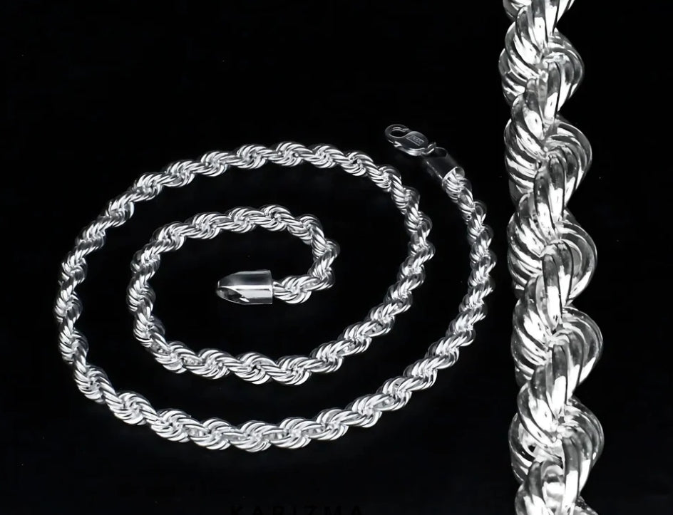 Sterling silver heavy rope silver Design man`s neck chain