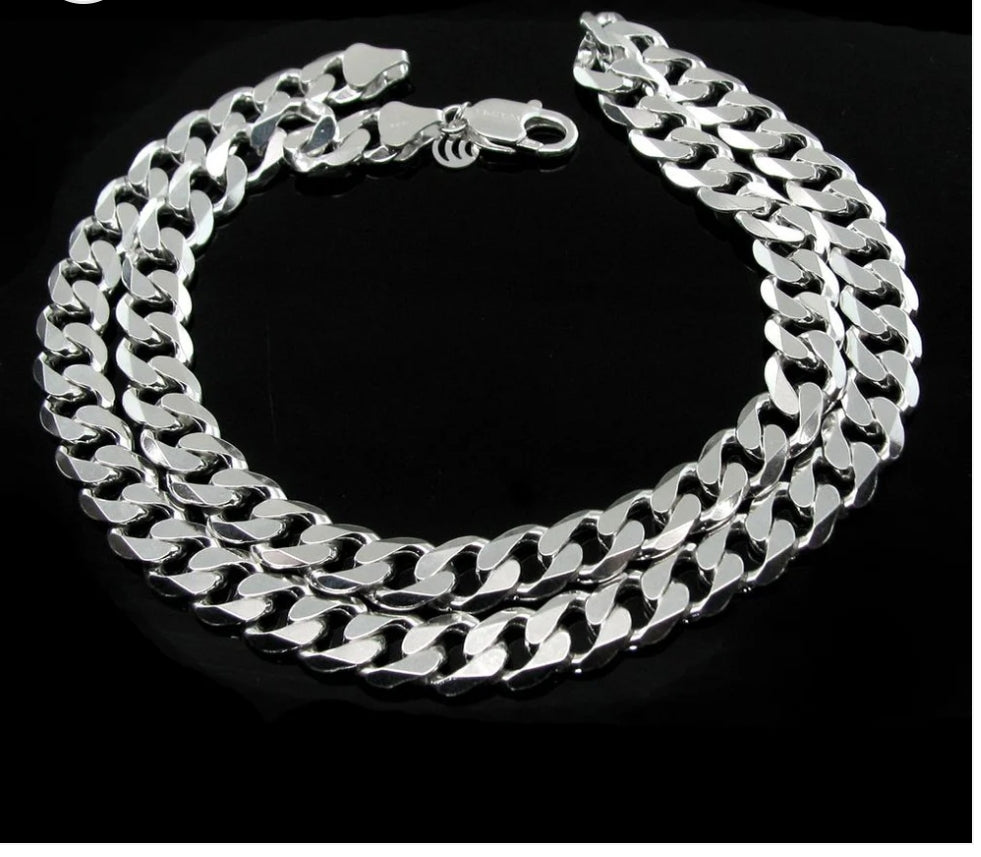 Premium Heavy sterling silver  Curb Link men`s Chain