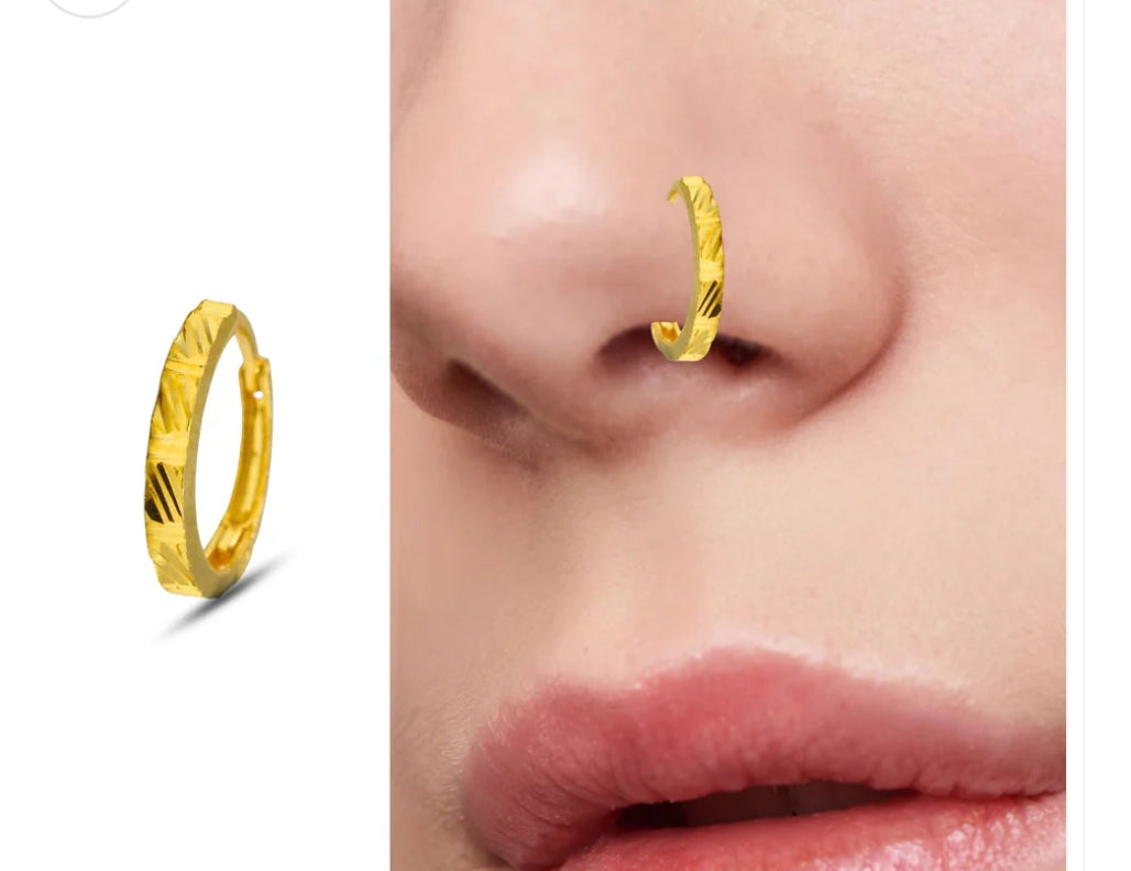 18k real gold woman daily wear clicker nose ring - Earing nose hoop ring