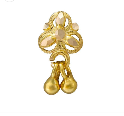 18k Real Gold Handmade Dangle Nosepin  nose ring push pin