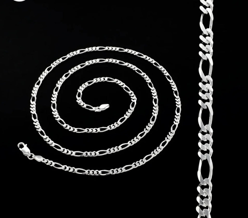 Real Sterling Silver unisex Figaro style Neck Chain