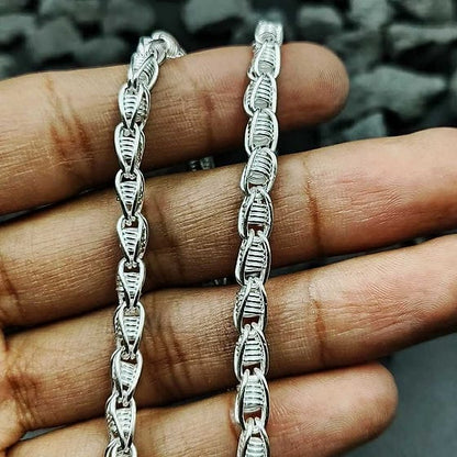 Linked Silver Spring Roll Chain for Man