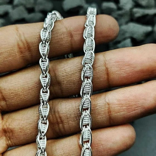 Linked Silver Spring Roll Chain for Man