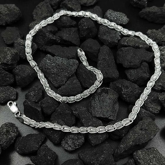 Linked Silver Spring Roll Chain for Man