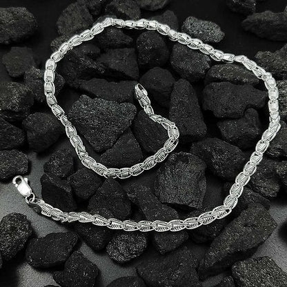 Linked Silver Spring Roll Chain for Man