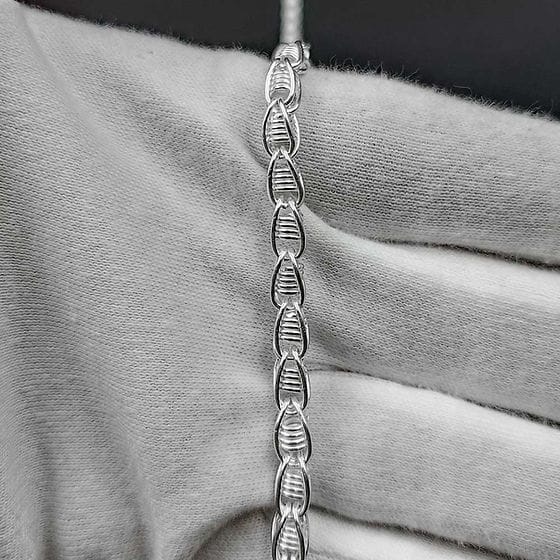 Linked Silver Spring Roll Chain for Man
