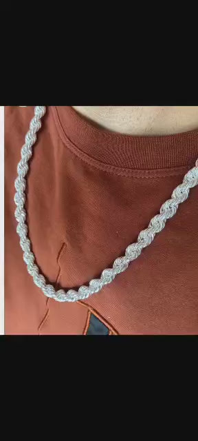 Sterling silver heavy rope silver Design man`s neck chain
