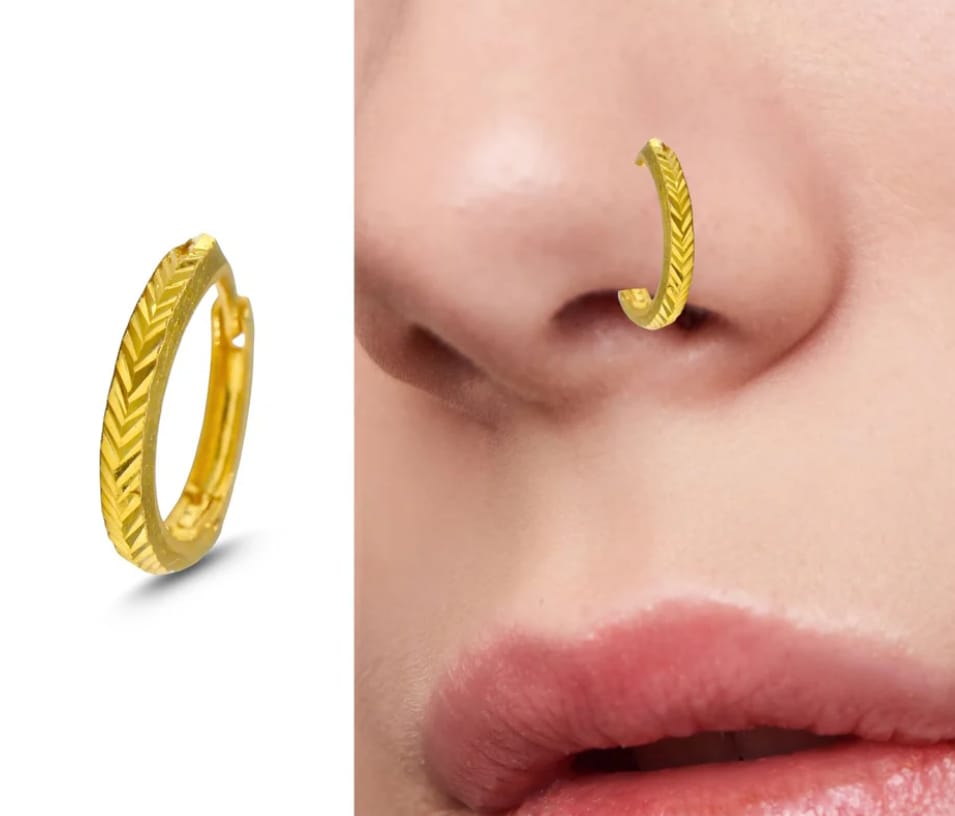18k Real gold clicker nose ring